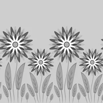 Endless pattern on a square background - stylized magical flowers, summer flo Stock Illustration
