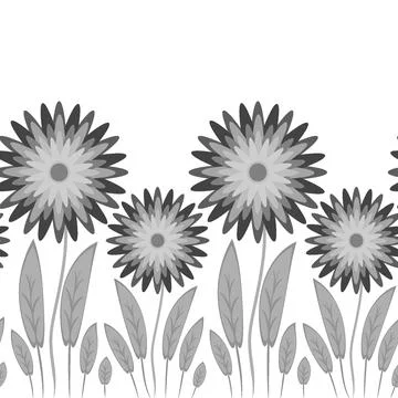 Endless pattern on a square background - stylized magical flowers, summer flo イラスト素材