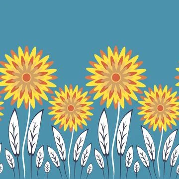 Endless pattern on a square background - stylized magical flowers, summer flo Illustrazione stock