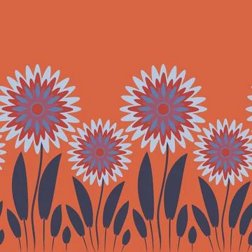 Endless pattern on a square background - stylized magical flowers, summer flo Illustrazione stock