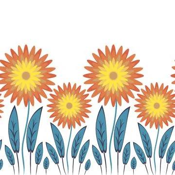Endless pattern on a square background - stylized magical flowers, summer flo 스톡 일러스트