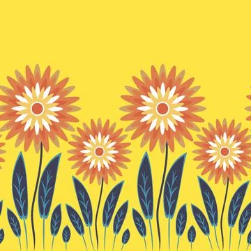 Endless pattern on a square background - stylized magical flowers, summer flo Illustrazione stock