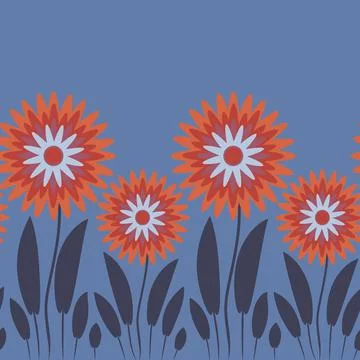 Endless pattern on a square background - stylized magical flowers, summer flo Illustrazione stock