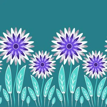Endless pattern on a square background - stylized magical flowers, summer flo イラスト素材