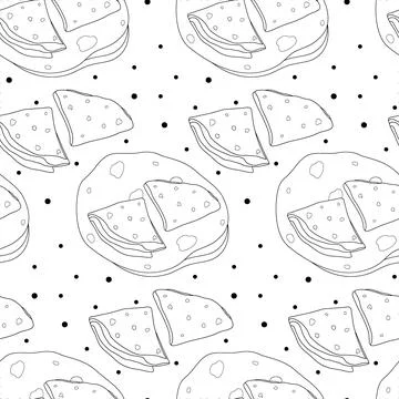 Endless pattern Triangle folded and unfolded cornmeal tortillas. Latin American Stock Illustration