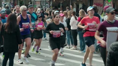 Endless People running A Marathon Stock Footage 256802306