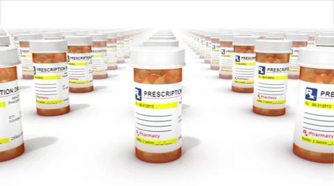 Endless Pill Bottles front view loop Stock Footage 30765393