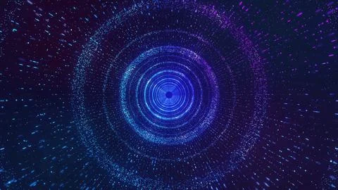 An endless pink-blue circle of luminous points. cyber technology science 스톡 일러스트