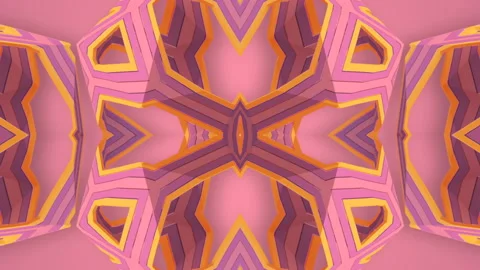 Endless pink psychedelic 3d rendering kaleidoscopic pattern loop animation HD Stock Footage 195087326
