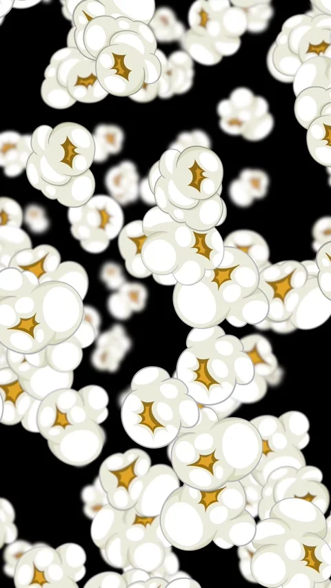 Endless Popcorn Kernels Falling Against Black Background Animation Stock Footage 332109702