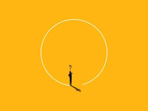 Endless Problems, No Solution. Businessman Thinking in Circles Stock Illustration