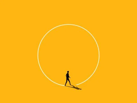 Endless Problems, No Solution. Businessman Walking in Circles Stock Illustration