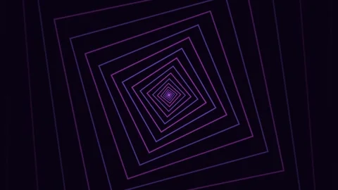 Endless Purple Geometric Square Tunnel Animation Video stock 341872244