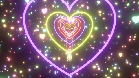 Endless Rainbow Heart Shape Tunnel Waves Glowing Flashing Neon Lights Vidéo 201360060