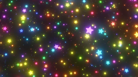 Endless Rainbow Neon Glow Falling Stars Raining Down Slowly Sparkling 库存影片 331287248