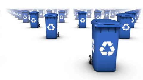 Endless Recycle Bins front view loop (Blue) Stock Footage 33577960