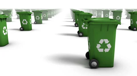 Endless Recycle Bins side view loop (Green) Stock Footage 33401605