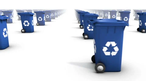 Endless Recycle Bins side view loop (Blue) Stock Footage 33577746