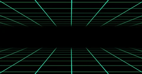 Endless retro square grid. Render footage. Loop animation black background. 4K Stock Footage 130094779