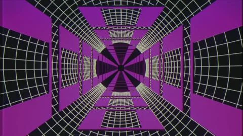 Endless retro style cyber grid tunnel effect graphics illustration background Stock Illustration