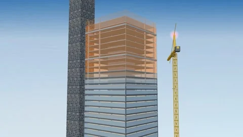 Endless rising tower under construction seamless loop Stock-Footage 346046398