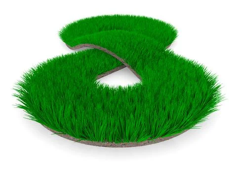 Endless road from grass on white background. Isolated 3d illustration Illustrazione stock