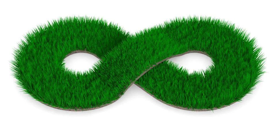 Endless road from grass on white background. Isolated 3d illustration Illustrazione stock