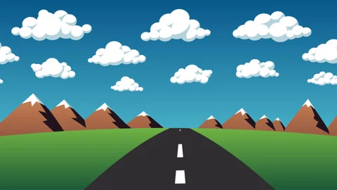 Endless Road Perspective With Moving Clouds Seamless Loop Animation. Stock Footage 333267649