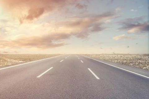 Endless Road under a dramatic sky Stock Photos