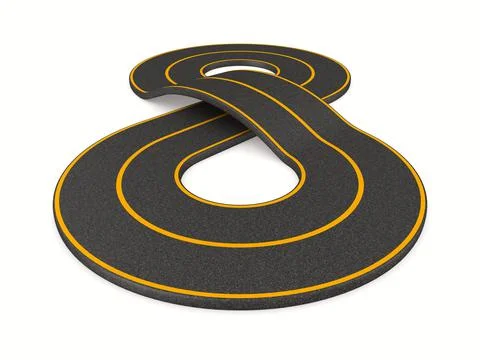 Endless road on white background. Isolated 3d illustration Illustrazione stock