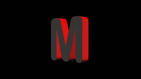 Endless Rotation of Letters M 3D Alpha Channel Video stock 133761638