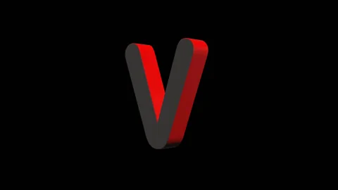 Endless Rotation of Letters V 3D Alpha Channel Stock Footage 133758653