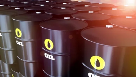 Endless row of oil barrels seamless closeup Looping 3D animation storage concept 動画素材 334031065