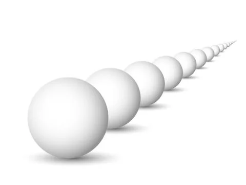 Endless row of white spheres, balls or orbs. 3D vector objects with dropped Stock Illustration