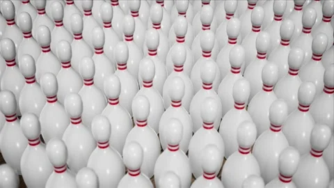 Endless rows of Bowling Pins in a seamless loop Видео 339630893