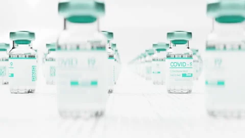 Endless rows of covid-19 vaccination vials Video stock 154139794