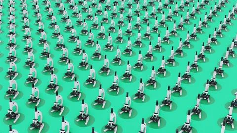 Endless Rows of Microscopes Stock Illustration