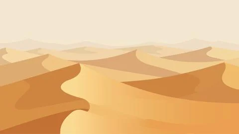 Endless Sands Across Empty Horizons Flat Design Иллюстрация