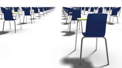 Endless School Chairs back view loop (blue) Stock Footage 26721604