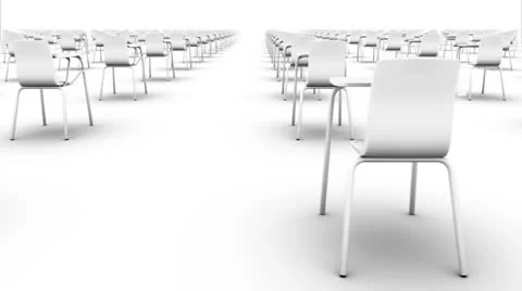 Endless School Chairs back view loop (white) Stock Footage 26721959