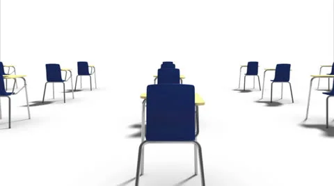 Endless School Chairs back view loop (blue) Stock Footage 26722969