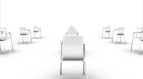 Endless School Chairs back view loop (white) Stock Footage 26723222
