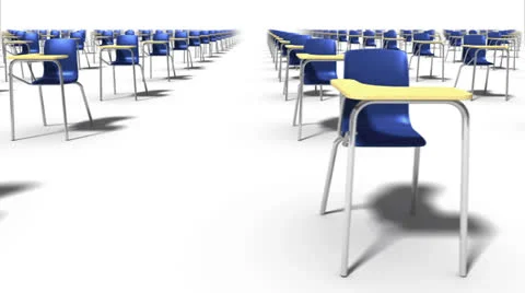 Endless School Chairs front view loop (blue) Stock Footage 26726061