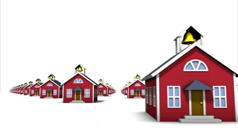Endless School Houses front view loop Stock Footage 28916882
