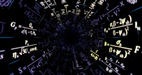 Endless scientific tunnel. Motion of mathematical formulas Video stock 107992305