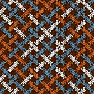 Endless seamless knitted wool Irish-Saxon ornament based on celtic knot Stock Illustration