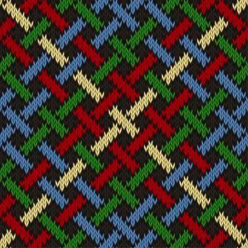 Endless seamless knitted wool Irish-Saxon ornament based on celtic knot Stock Illustration