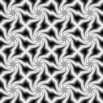 Endless seamless repeating ornament in black and white monochrome shades Stock Illustration