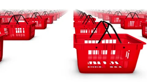 Endless Shopping Baskets front view loop  Stock Footage 32933974