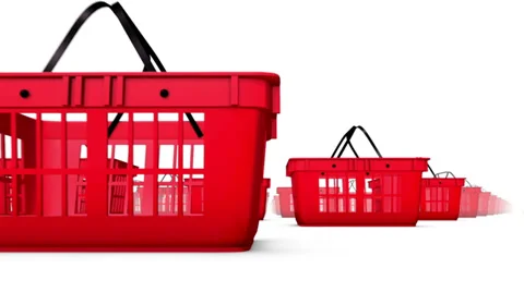 Endless Shopping Baskets low angle loop  Stock Footage 32934220